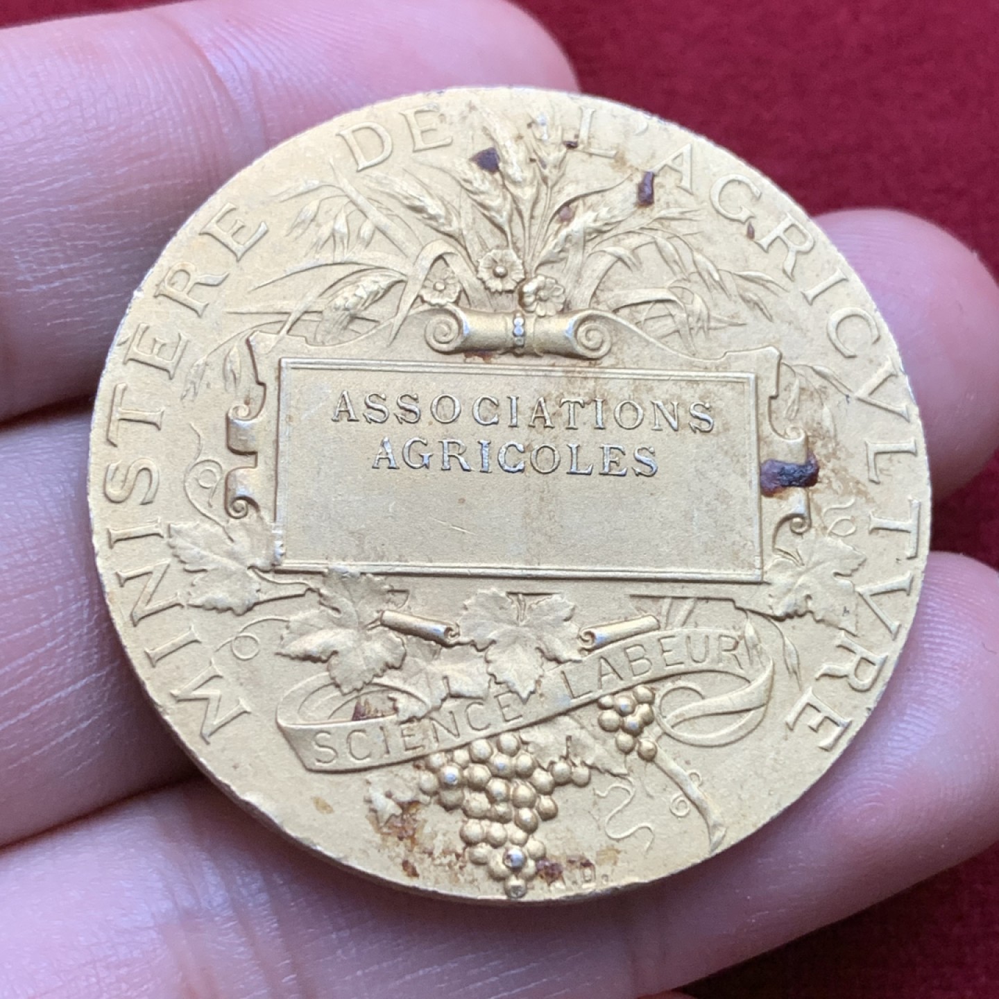 《竞宝斋》第102场-本周四 套币裸币专场（全场不限金额包邮） 法国十九世纪初 农业协会 镀金银章 35.88克