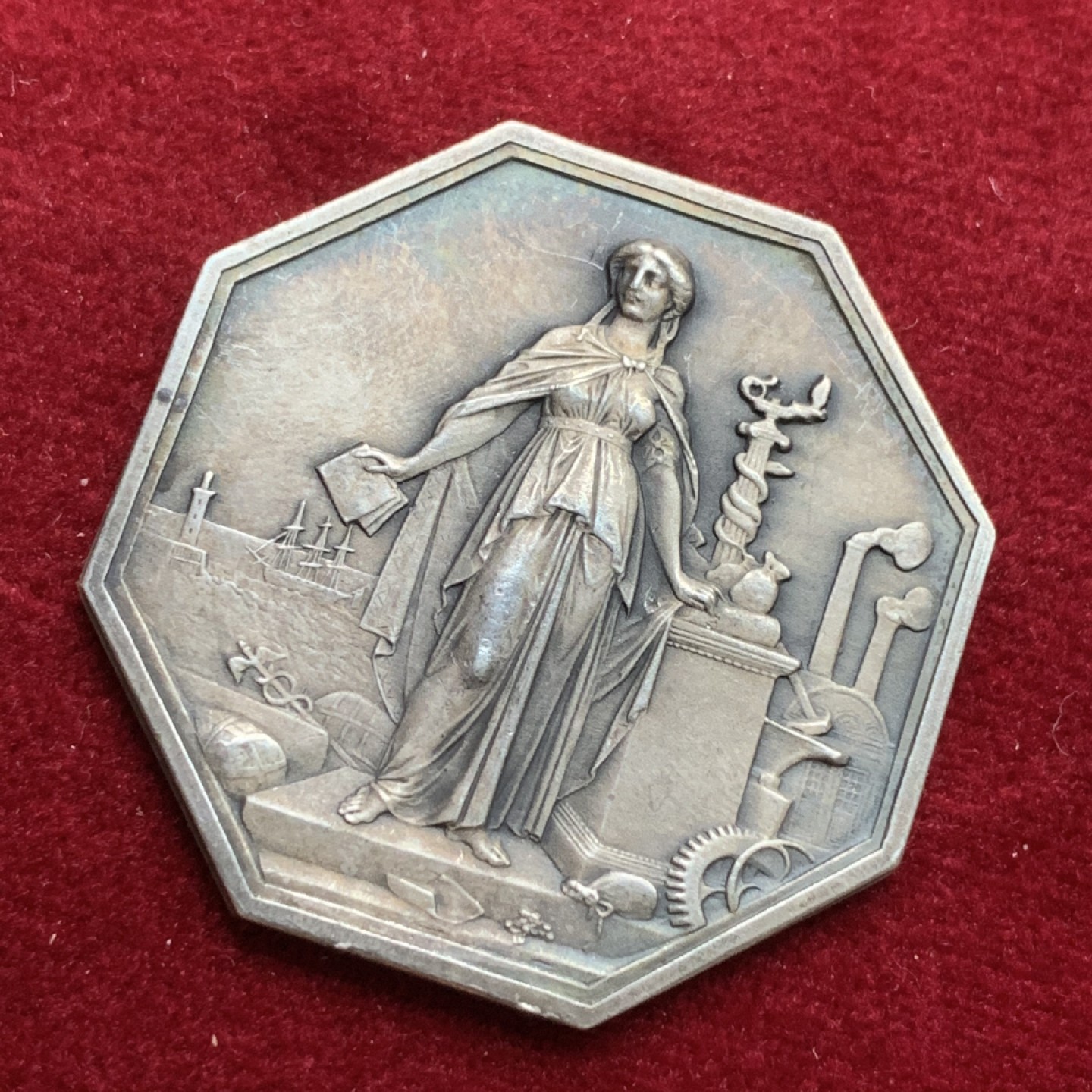 《竞宝斋》第102场-本周四 套币裸币专场（全场不限金额包邮） 法国 1859年 工商信用总局 银JETON 八角