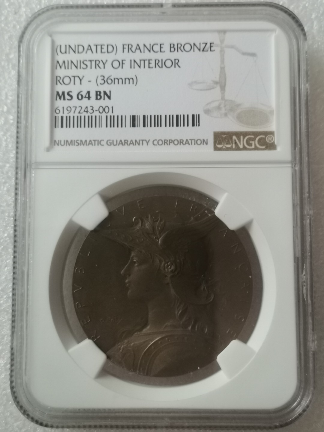 瓶子🏺第60期拍卖会 法国经典罗蒂版戎装玛丽安娜铜章