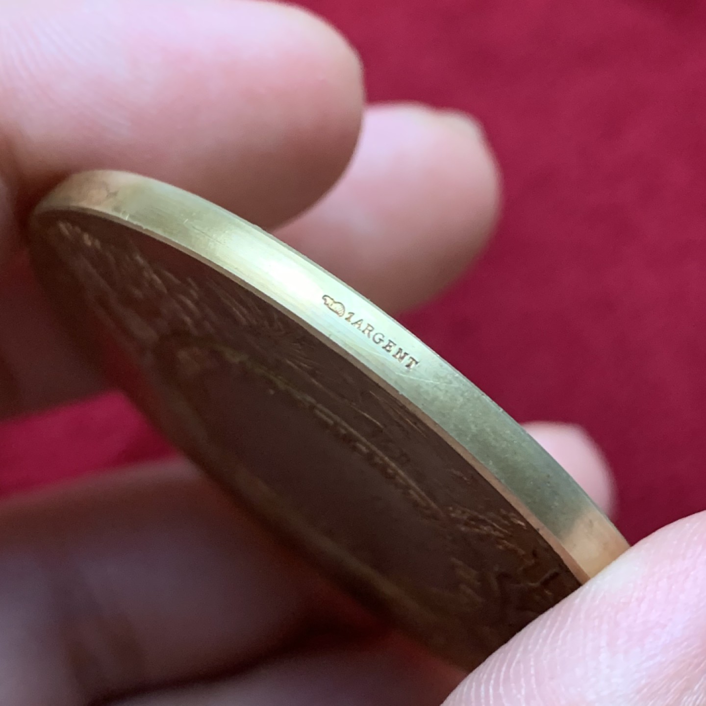 《竞宝斋》第102场-本周四 套币裸币专场（全场不限金额包邮） 法国迪耶普 十九世纪初 农业纪念 镀金银章 61.45克