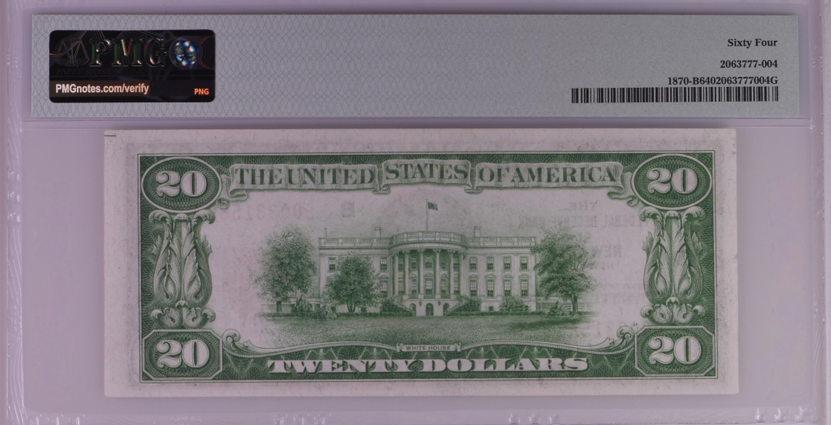 收藏联盟Quantum Auction 第197期拍卖 (已更新) 美国1929年联邦国民银行券(纽约)20元 PMG64 