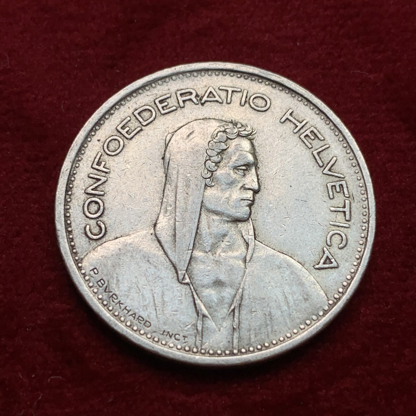 《竞宝斋》第102场-本周四 套币裸币专场（全场不限金额包邮） 瑞士 1951年 5法郎银币  自然的状态