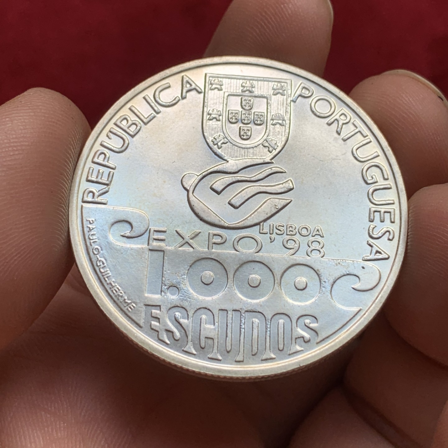 《竞宝斋》第102场-本周四 套币裸币专场（全场不限金额包邮） 葡萄牙1999年大西洋航行1000埃斯库多克朗型纪念大银币 Silver (.500) • 27 g • ⌀ 40 mm