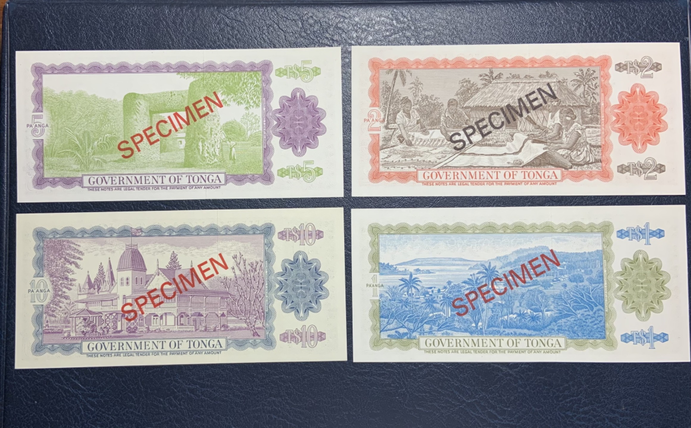 收藏联盟Quantum Auction 第197期拍卖 (已更新) 汤加1978年1-10潘戈限量同号收藏纸币 品相全新UNC 带官方纪念册