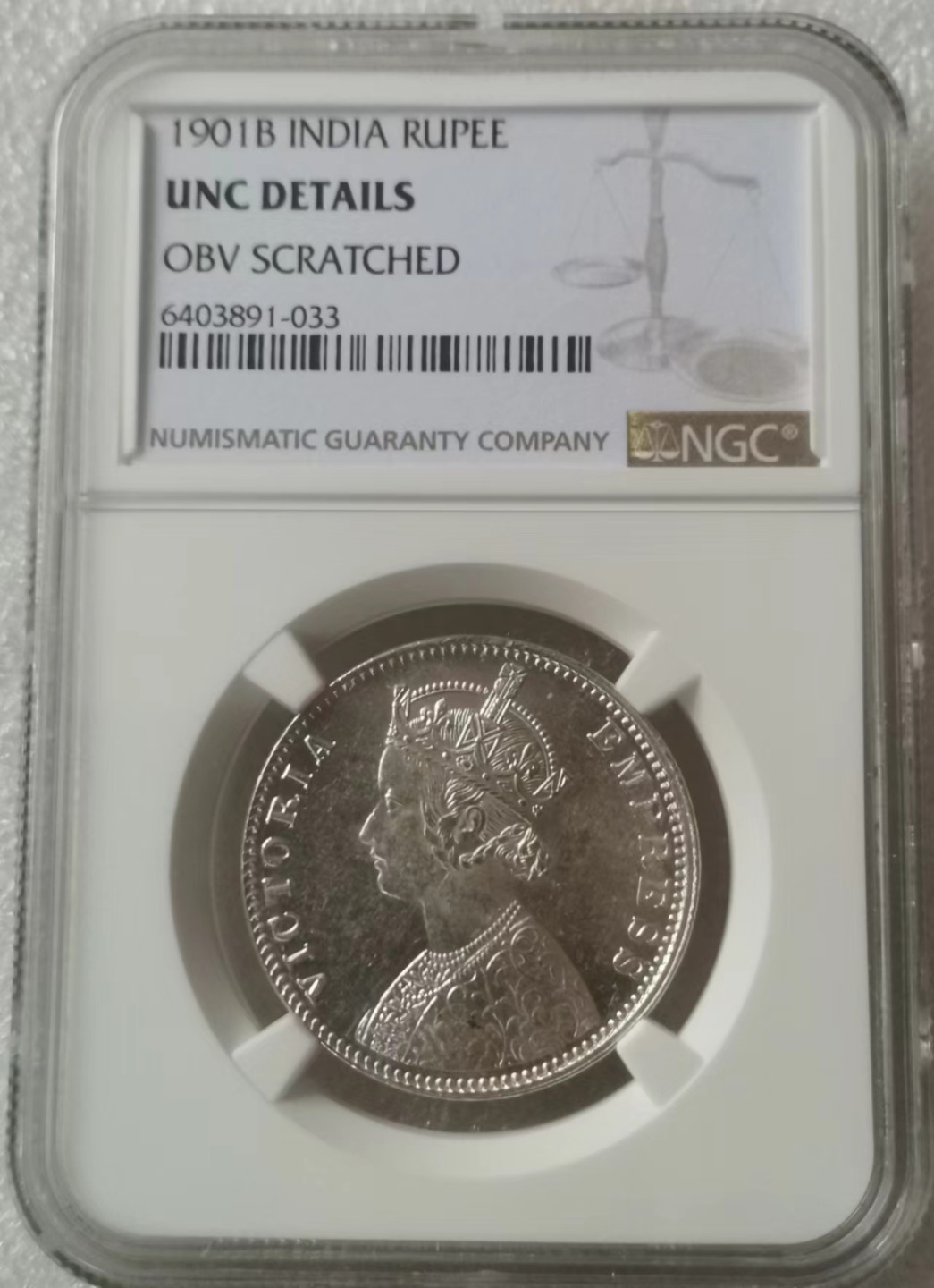 瓶子🏺第60期拍卖会 英属1901年维多利亚印度1卢比银币