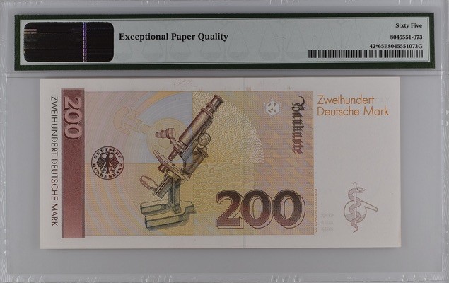 收藏联盟Quantum Auction 第197期拍卖 (已更新) 德国联邦1989年200马克 PMG65 补号 