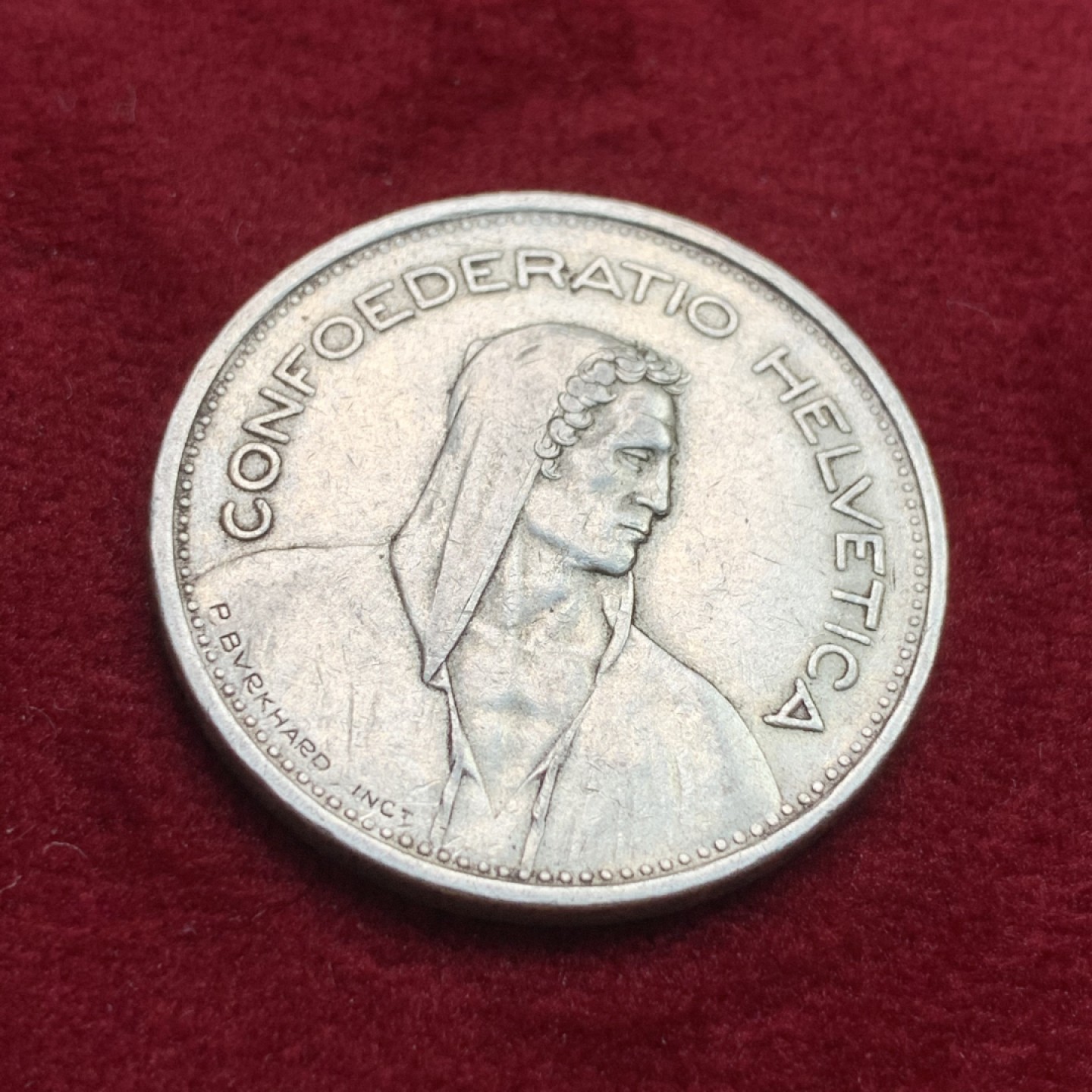 《竞宝斋》第102场-本周四 套币裸币专场（全场不限金额包邮） 瑞士 1951年 5法郎银币  自然的状态