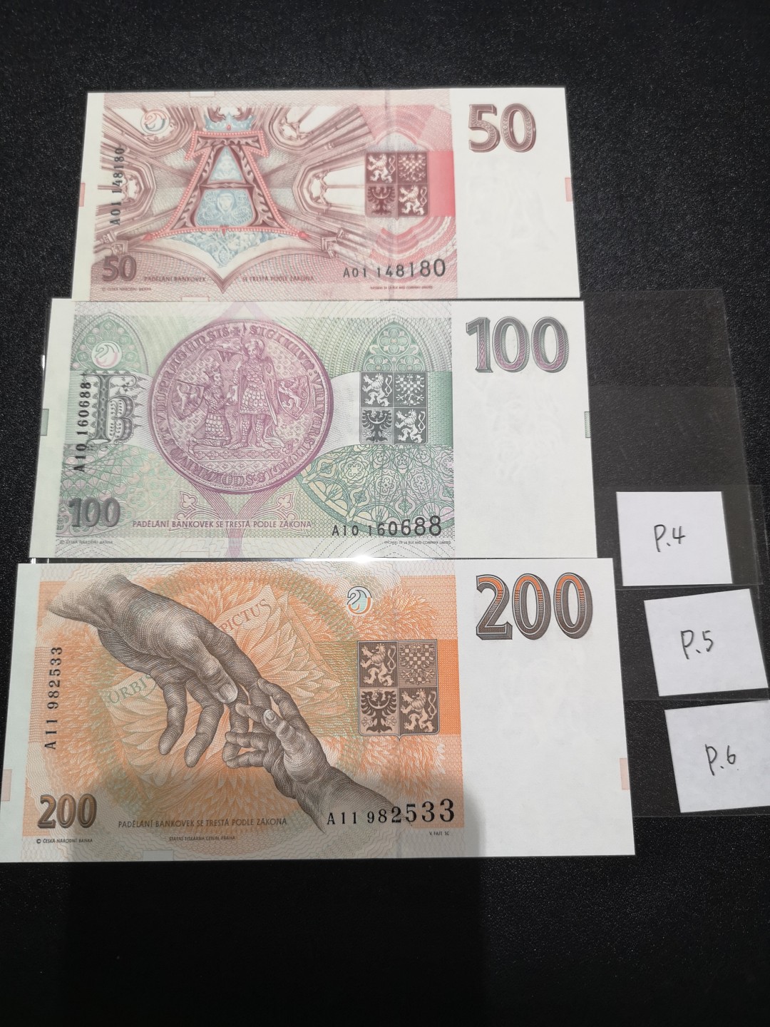 《外钞收藏家》第二百零七期（东欧三国裸钞专场） 捷克-1993年50、100、200克朗 唯一冠A 全新