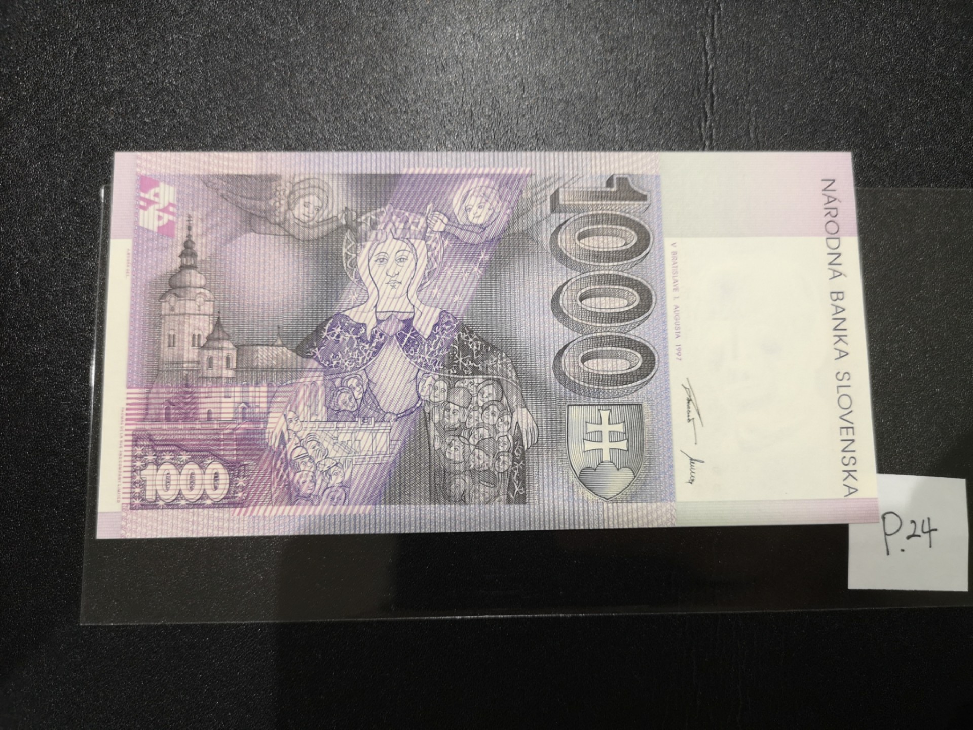 《外钞收藏家》第二百零七期（东欧三国裸钞专场） 斯洛伐克-1997-1000 克朗 托马斯·德纳罗有限公司版，唯一冠G 全新