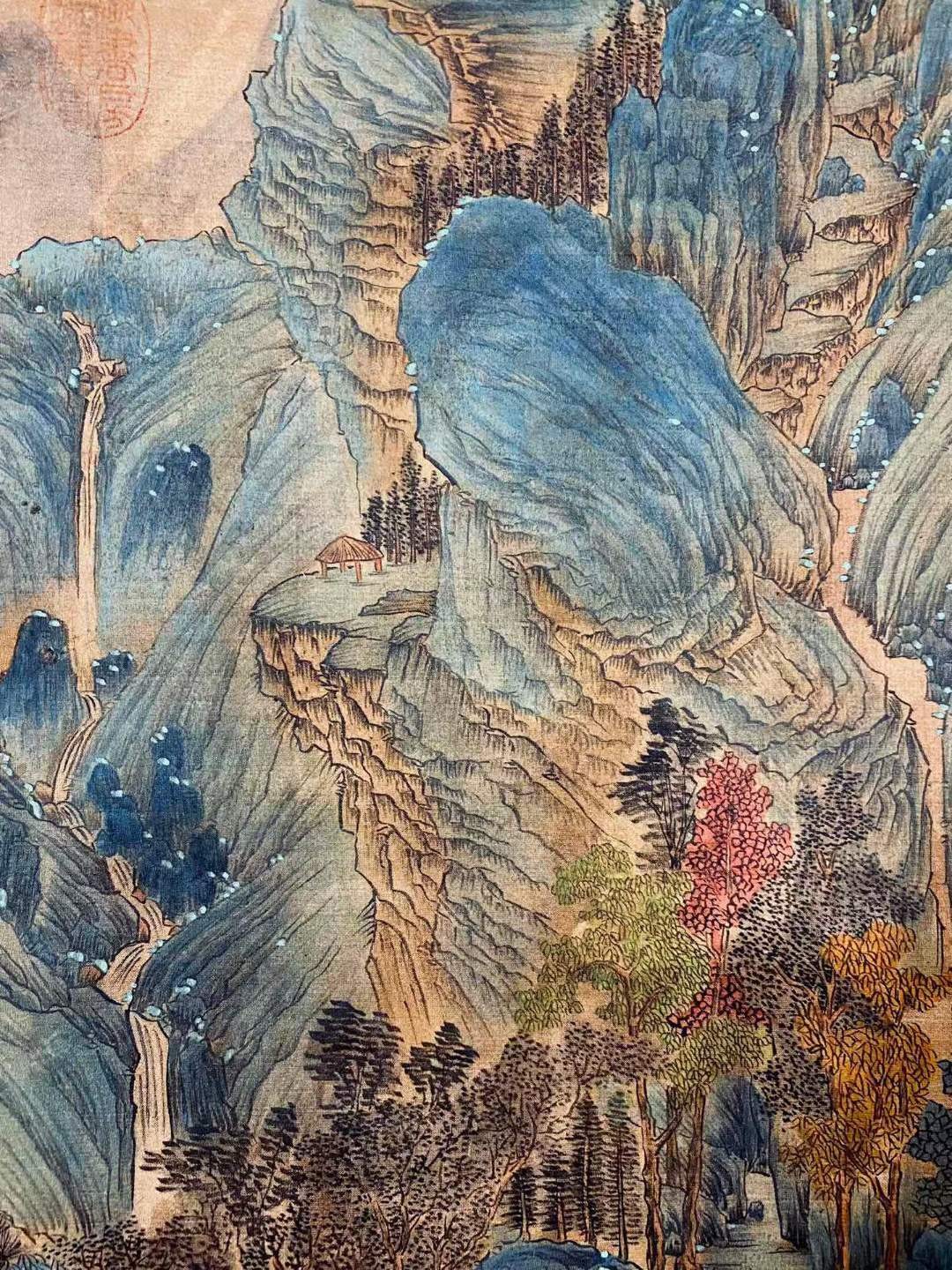 柳公权绢本山水作品。唐朝中期书法家、诗人、画家。柳公权（778年－865年），唐朝中期官员。