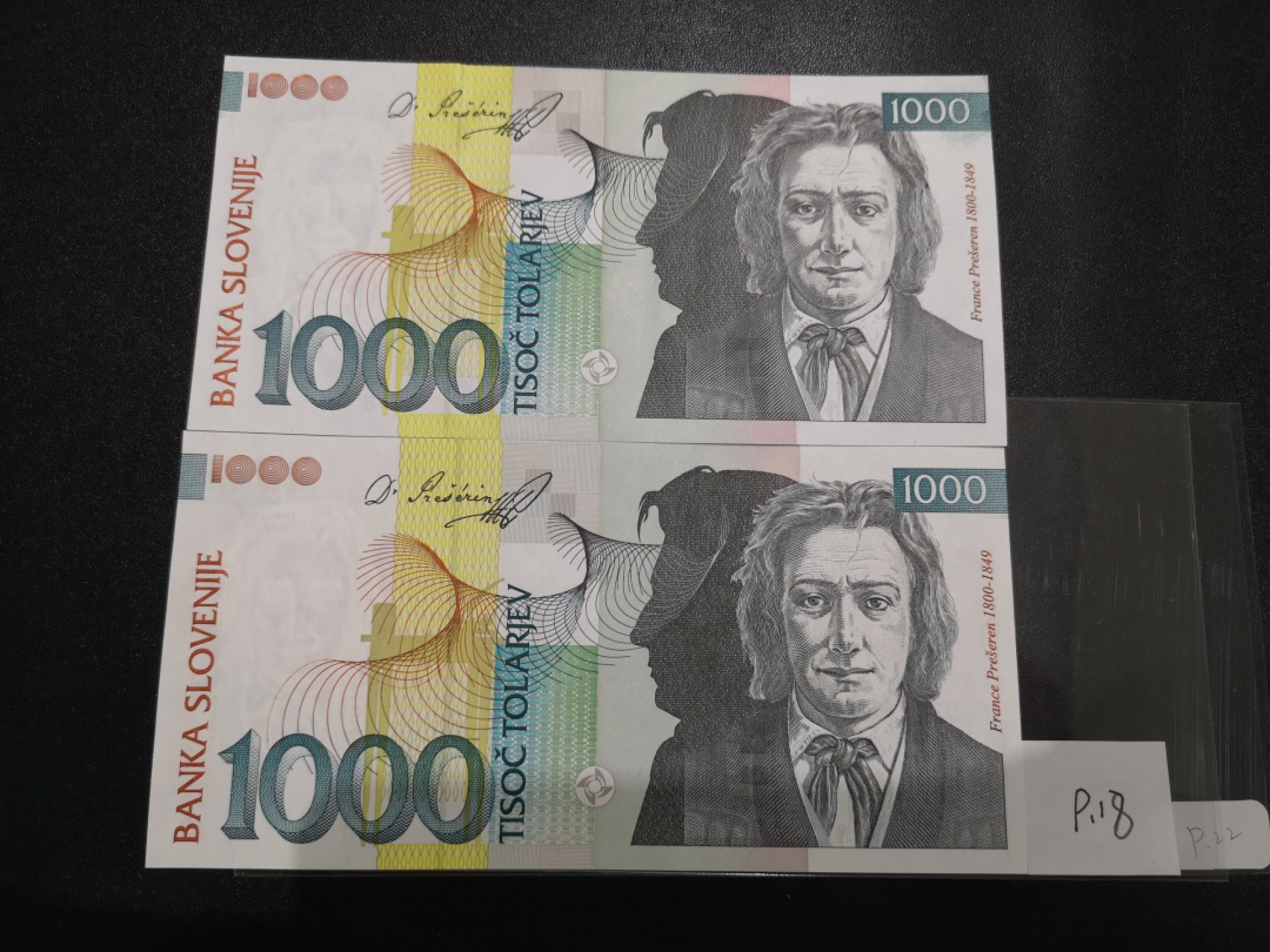 《外钞收藏家》第二百零七期（东欧三国裸钞专场） 斯洛文尼亚-1993和2000年 托拉尔两张 全新