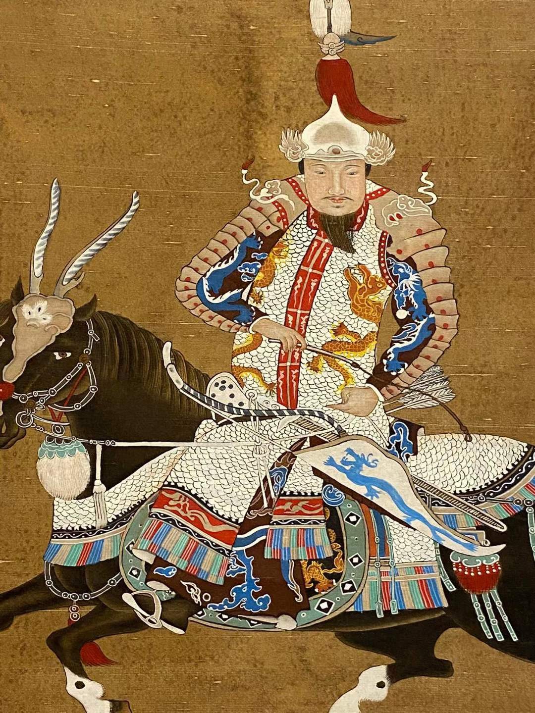 丁观鹏（清代画家）绢本人物骑马狩猎图立轴