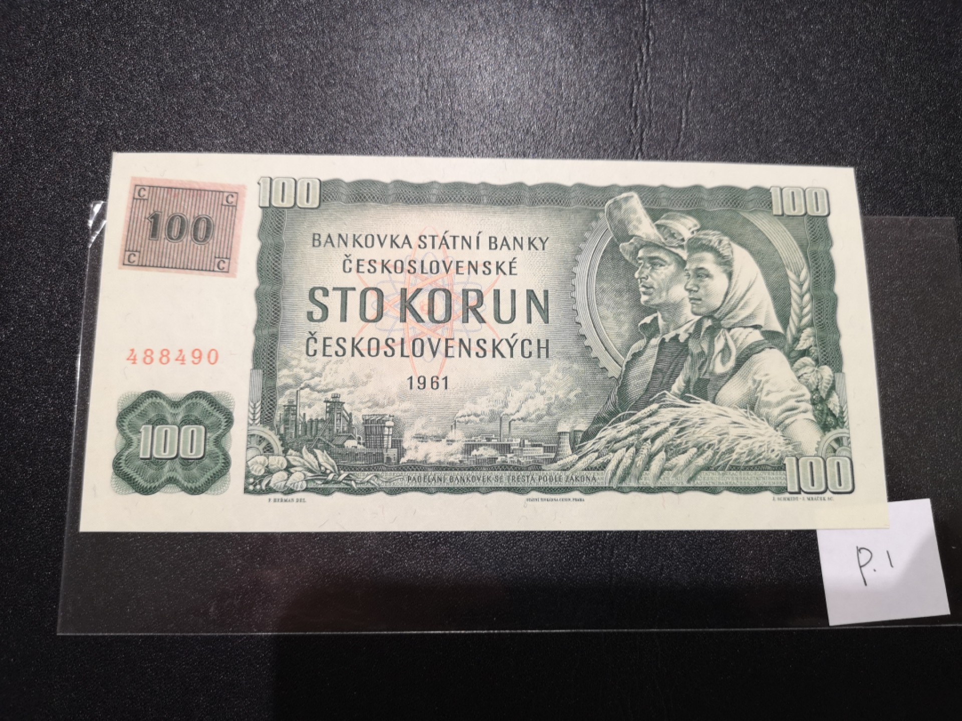 《外钞收藏家》第二百零七期（东欧三国裸钞专场） 捷克-1961-100 克朗 1993年独立后发行 全新 角轻微翘 微小瑕疵