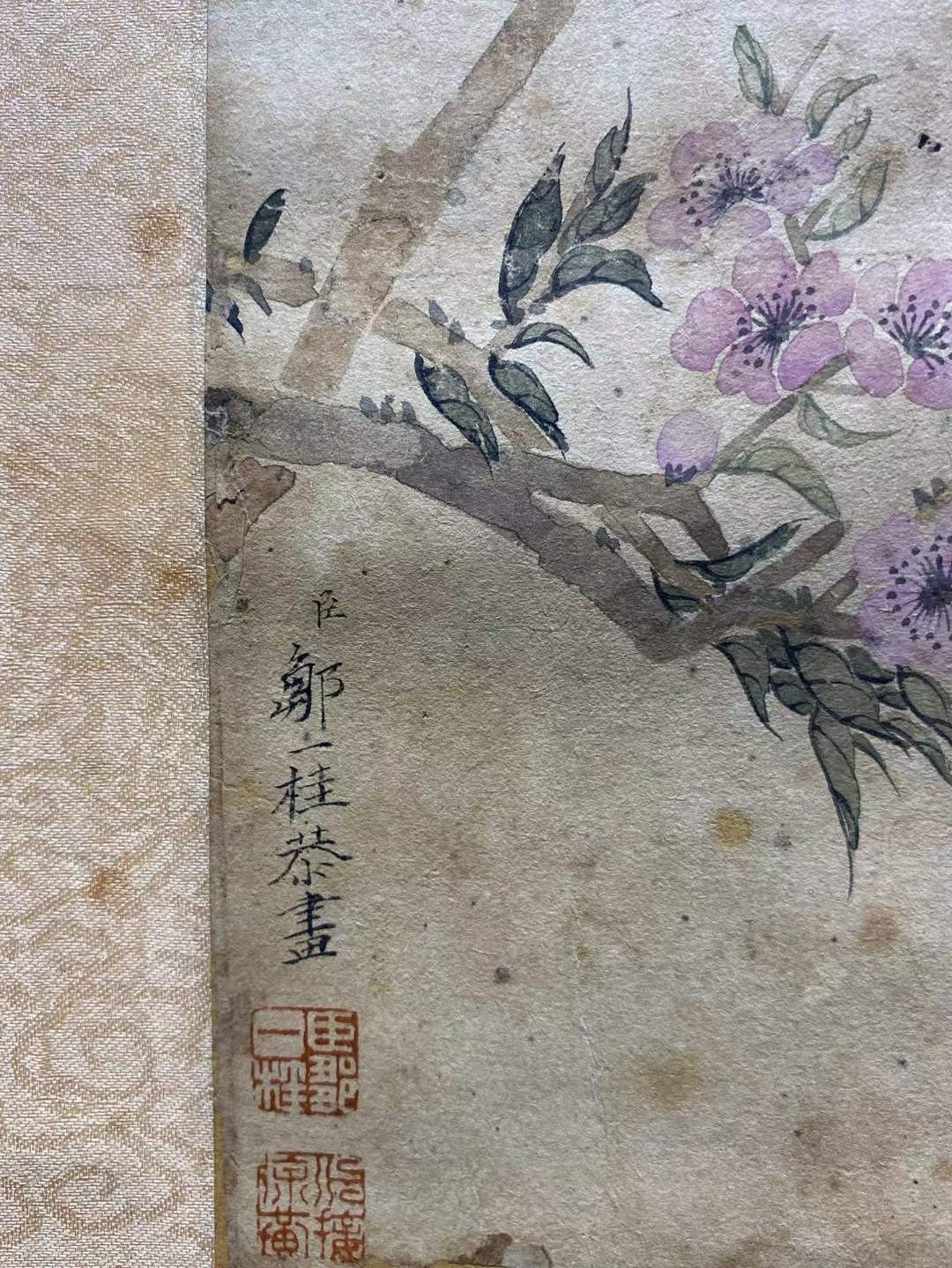邹一桂纸本花鸟立轴。1688年－1772年清代官员，画家。擅画花卉，学恽寿平画法，风格清秀。曾作《百花卷》。