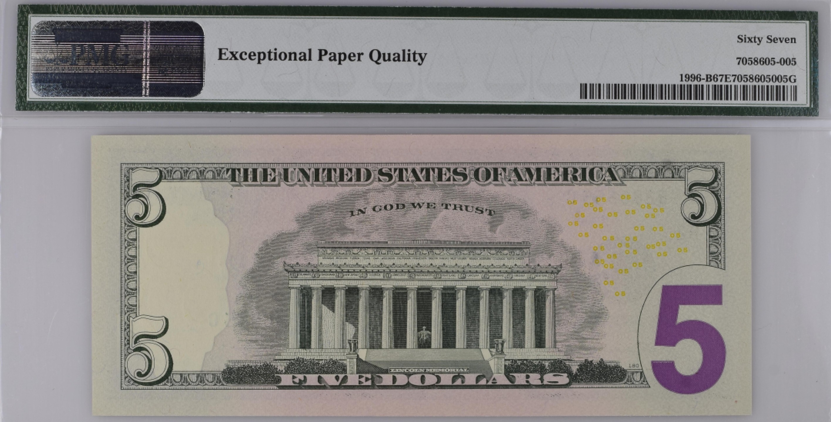 收藏联盟Quantum Auction 第197期拍卖 (已更新) 美国2013年联邦储备券5元 PMG67 彩色版 号码无347