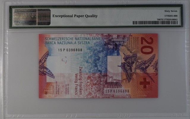 收藏联盟Quantum Auction 第197期拍卖 (已更新) 瑞士2015年20法郎 PMG67 首发年份 主题是光