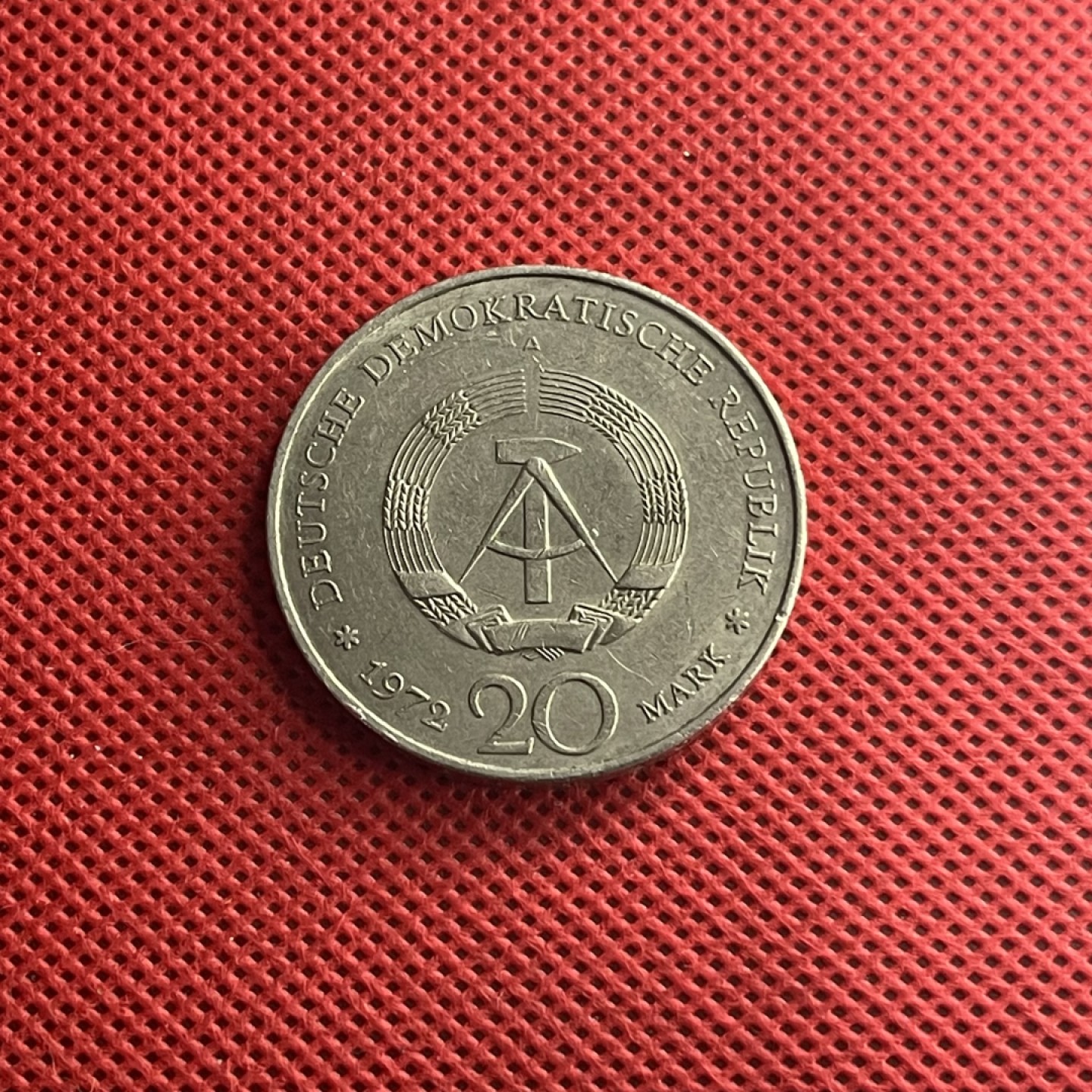 外国硬币0元起拍 民主德国东德1972年20马克镍币纪念币作家席勒
