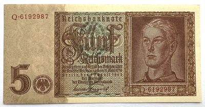 2022第34场：二十世纪世界老纸币专场 - 德意志民主共和国1942年版5德国马克UNC
