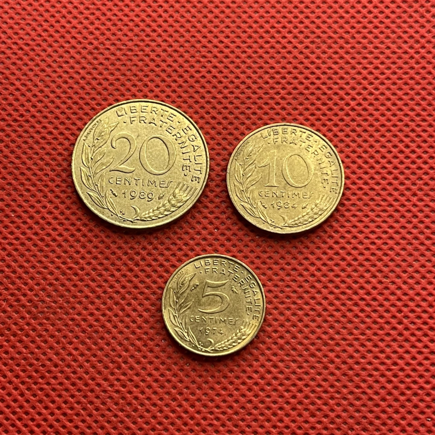外国硬币0元起拍 法国20分 10分 5分女神纪念币
