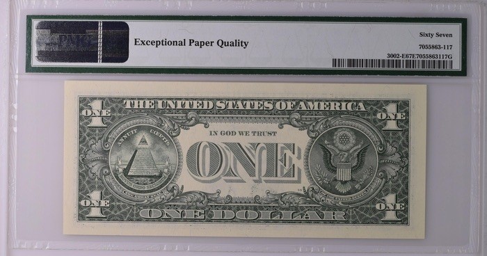 收藏联盟Quantum Auction 第197期拍卖 (已更新) 美国2013年联邦储备券1元 PMG67 豹子号555