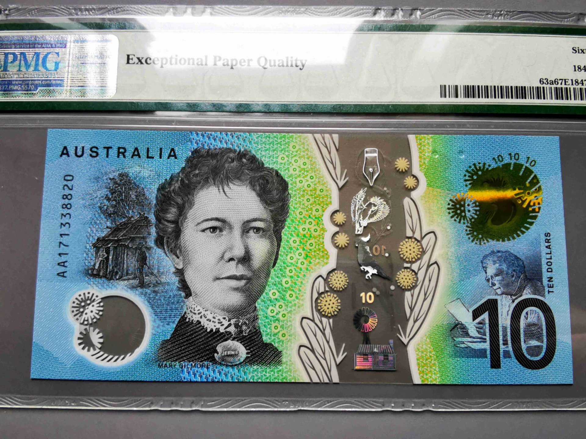 崇甫堂-PMG评级世界纸钞专场 2017年 澳大利亚新版10澳元 AA字冠 PMG-67