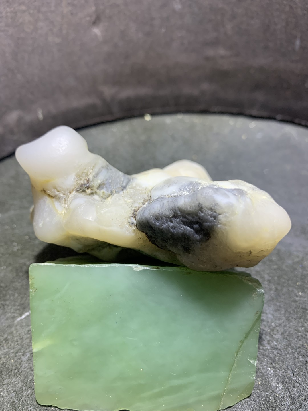 精美天然新疆哈密青花高玉化蛋白玉原石一块，