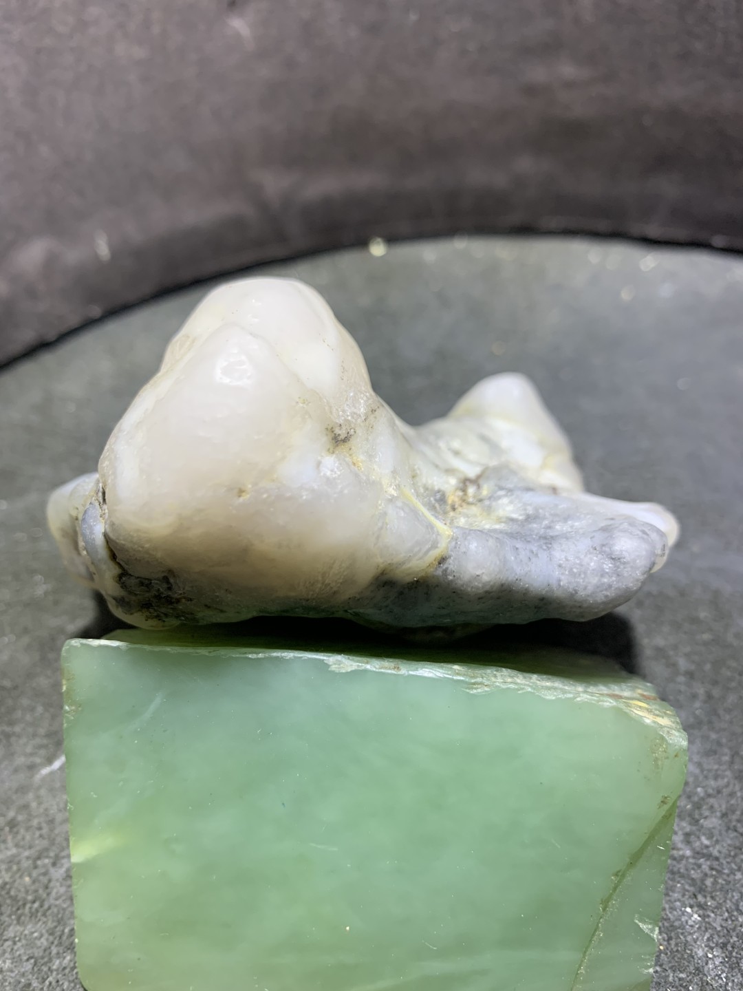 精美天然新疆哈密青花高玉化蛋白玉原石一块，