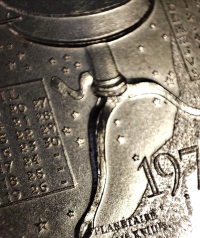 gush小明20221011周二 法国1975日历镀金大铜章 一些小锈斑和小磕碰