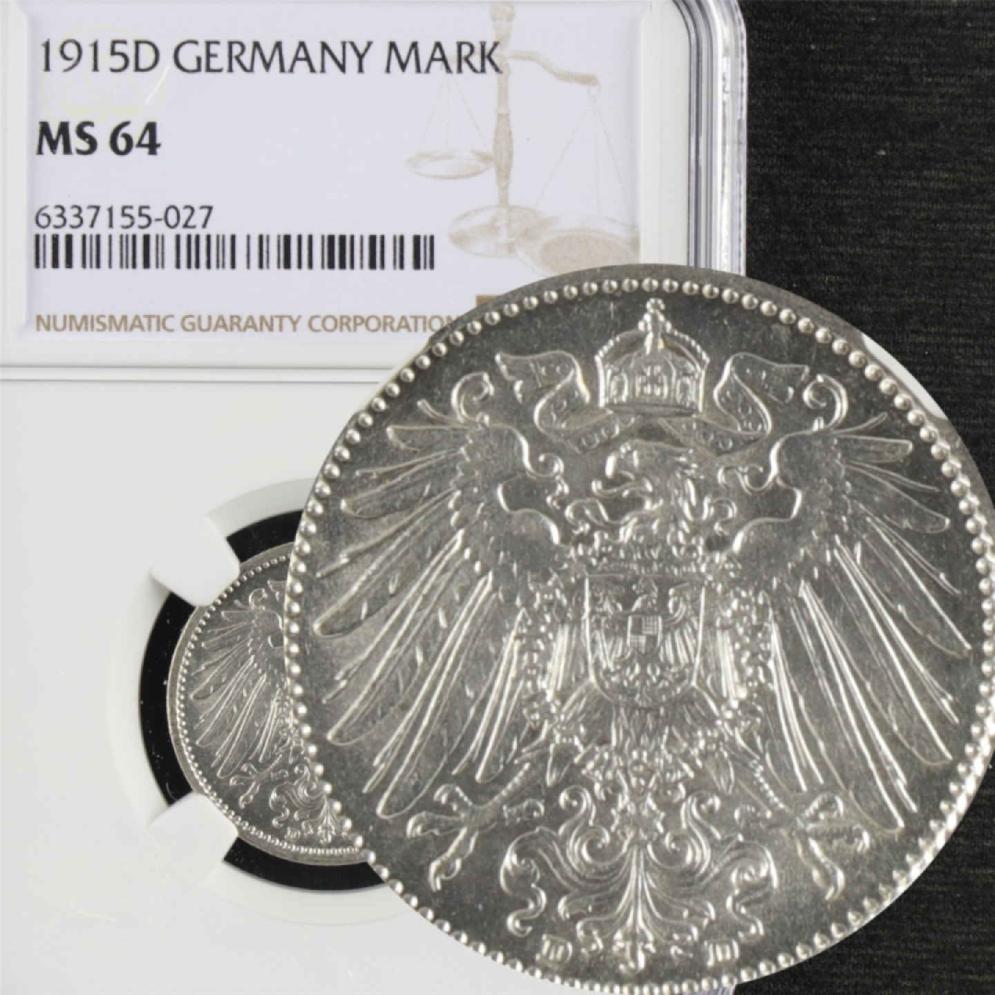 ⚜️圣域骑士收藏团之 混沌专场【总第9场】  1915年 德国硬币1马克 NGC MS64 6337155-027