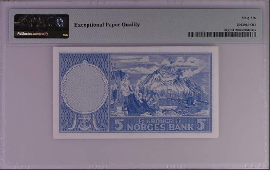 收藏联盟Quantum Auction 第198期拍卖 (已更新) 挪威1960-63年5克朗 PMG66