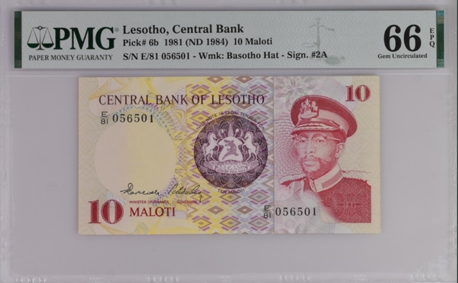 收藏联盟Quantum Auction 第198期拍卖 (已更新) 莱索托1981年10马洛蒂 PMG66 高山之国