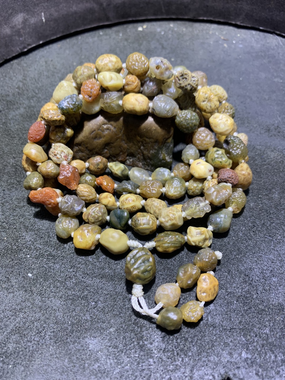 精美阿拉善筋脉玛瑙原石108塔链一条，
