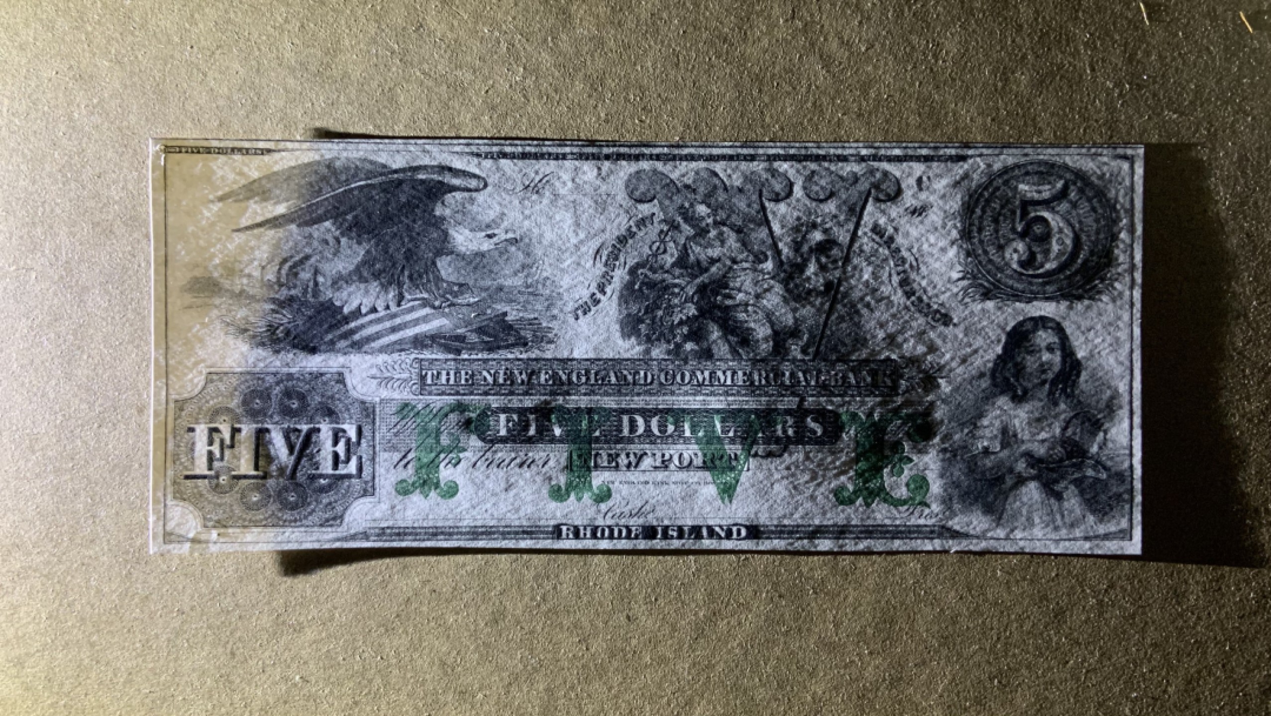 收藏联盟Quantum Auction 第198期拍卖 (已更新) 美国18XX年新英格兰商业银行5元 品相全新UNC