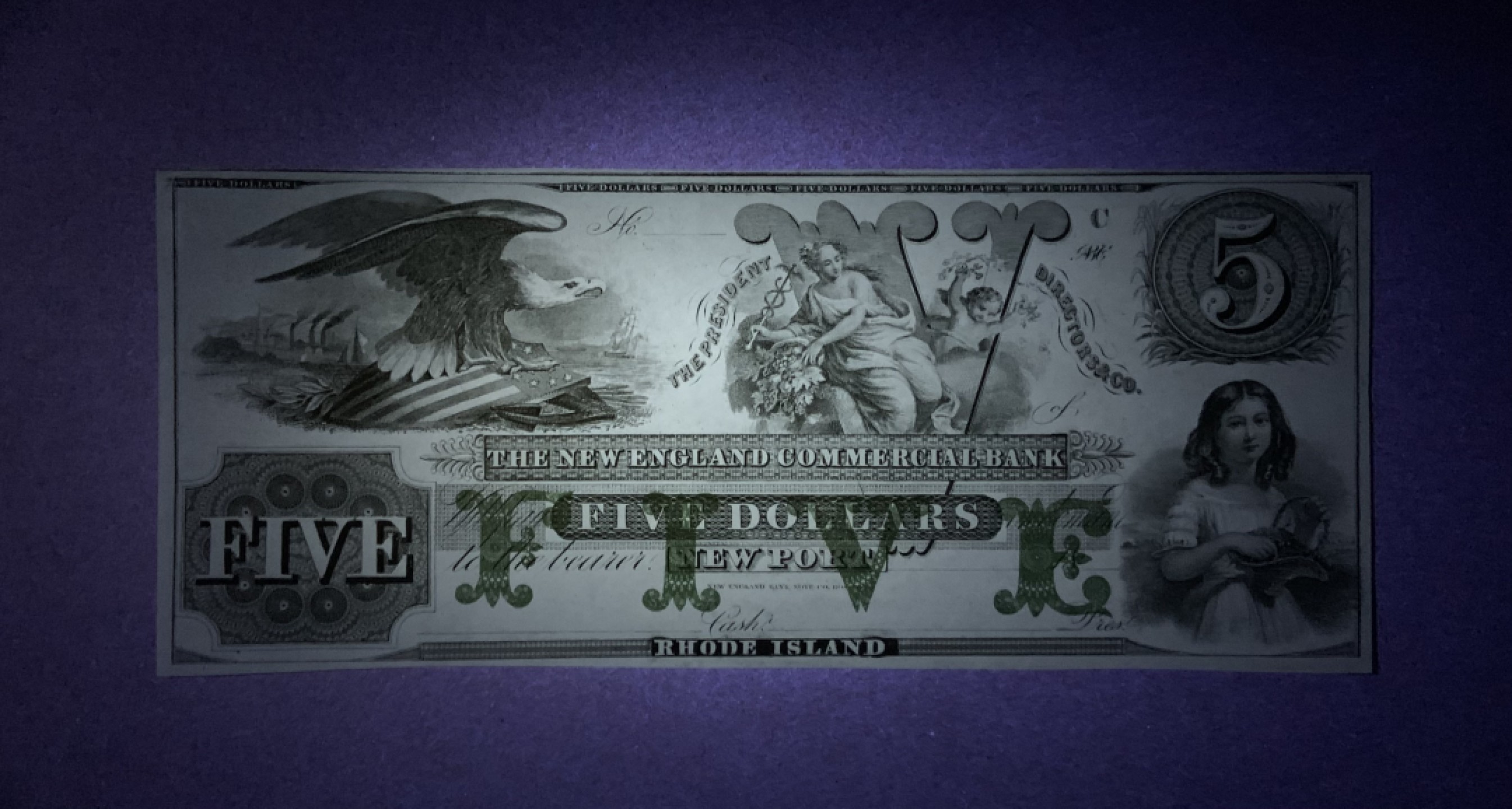 收藏联盟Quantum Auction 第198期拍卖 (已更新) 美国18XX年新英格兰商业银行5元 品相全新UNC