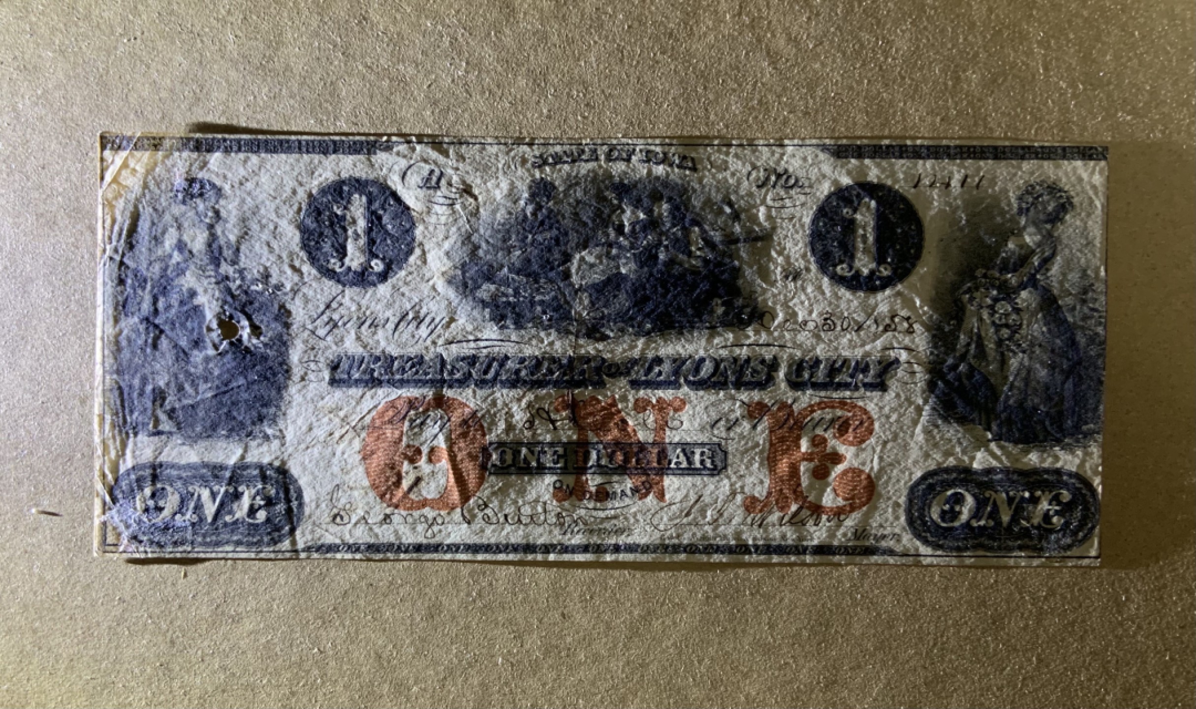 收藏联盟Quantum Auction 第198期拍卖 (已更新) 美国1858年俄亥俄州莱昂斯城市银行1元 品相UNC- 稀少手签实票有序列号