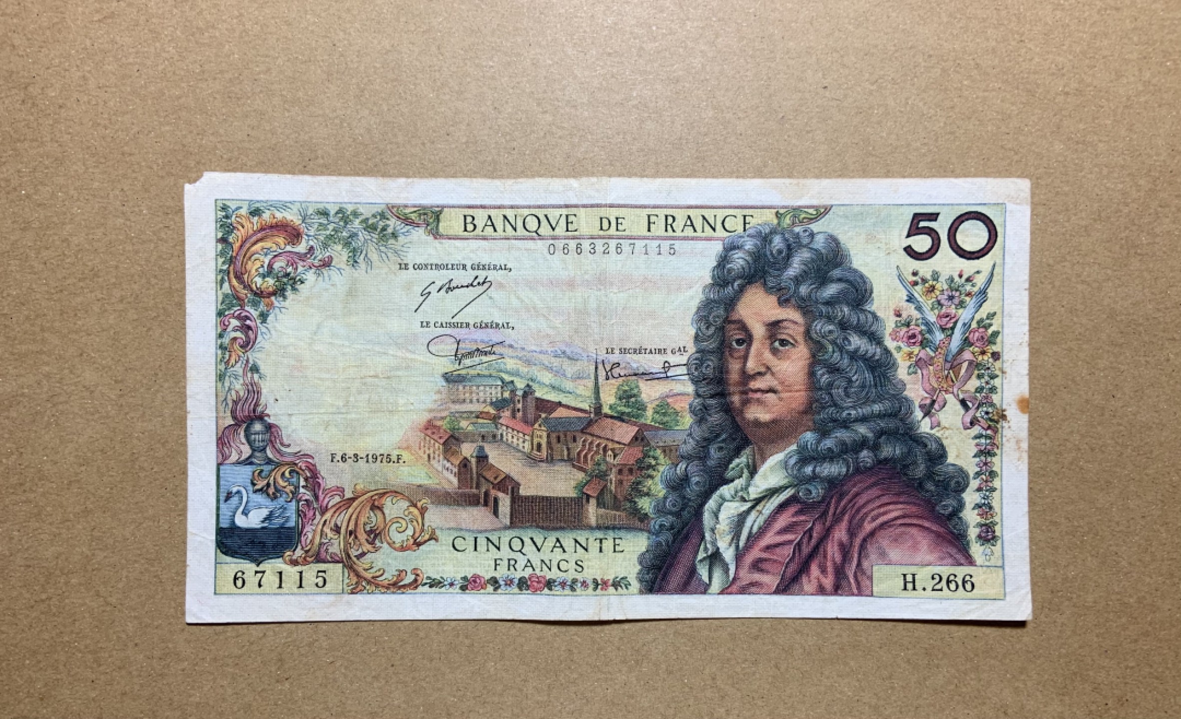 收藏联盟Quantum Auction 第198期拍卖 (已更新) 法国1975年50法郎 品相如图 剧作家拉辛g