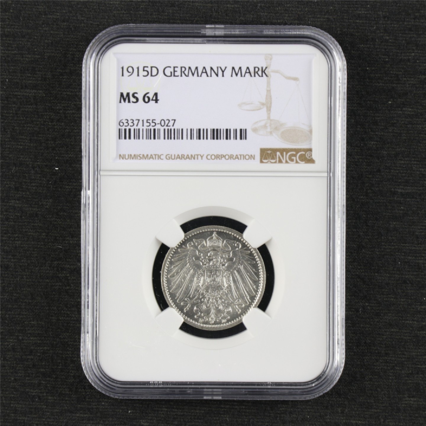 ⚜️圣域骑士收藏团之 混沌专场【总第9场】  1915年 德国硬币1马克 NGC MS64 6337155-027
