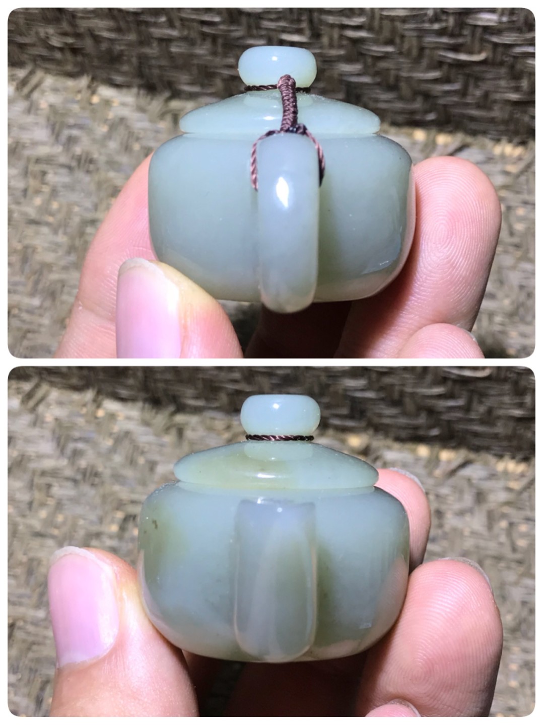 放福利，新疆和田玉山料青白玉雕刻手把壶一把！