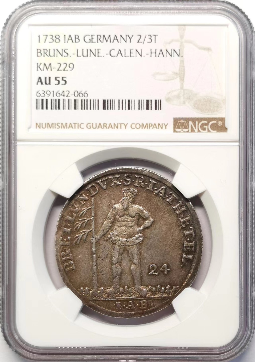 凡希社世界钱币微拍第二百十五期——德奥专场 1738布伦瑞克吕内堡野人2/3泰勒NGC-AU55英王乔治二世兼领！