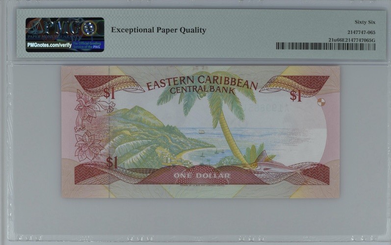 收藏联盟Quantum Auction 第198期拍卖 (已更新) 东加勒比/安圭拉1988-89年1元 PMG66 首发A冠(U是地名代码)