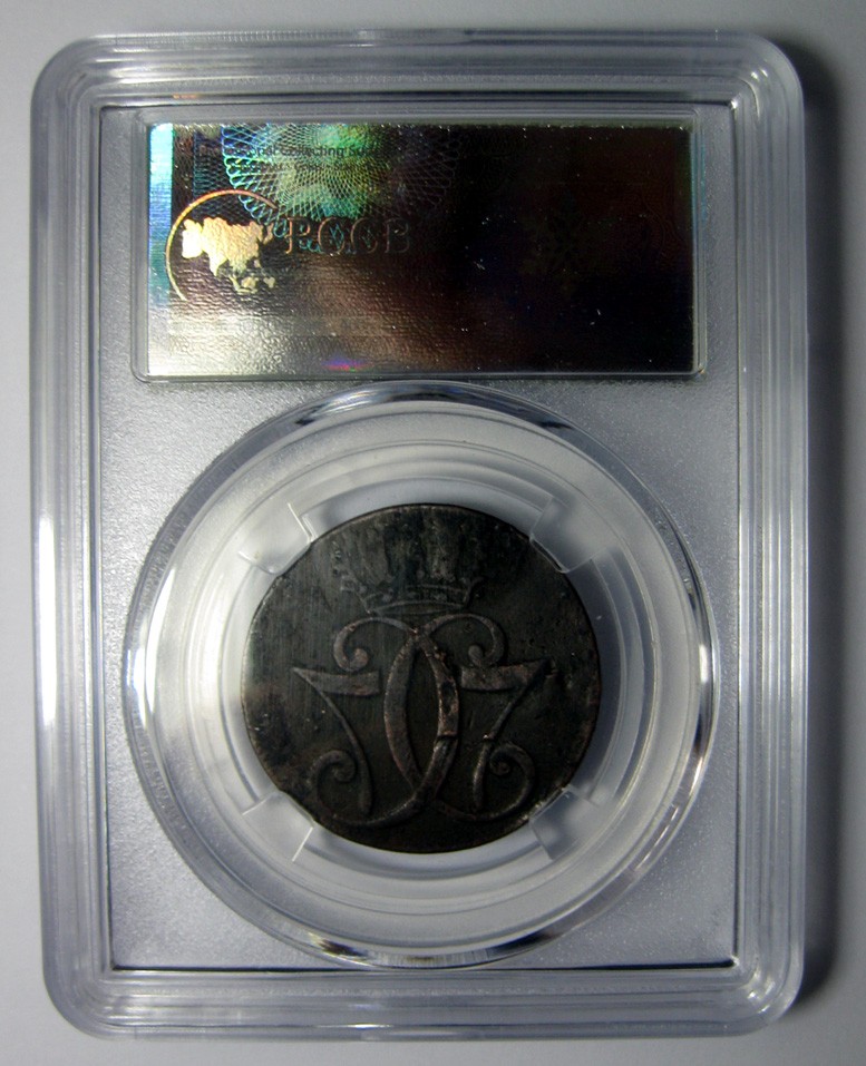 丹麦铜币,1771克里斯蒂安七世,1斯基林,29mm,11.3g,少见币,目录价XF 250美元,自打标签盒子R0433bx2x