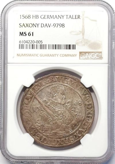 凡希社世界钱币微拍第二百十五期——德奥专场 - 荐！1568萨克森选侯国奥古斯塔执剑泰勒大银NGC-MS61原味淡彩品质稀见！
