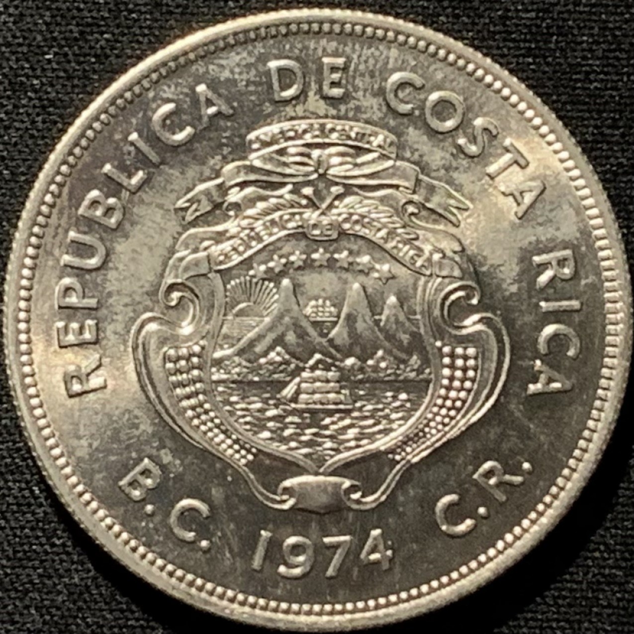 紫瑗钱币——第216期拍卖 哥斯达黎加 1974年 保护动物 绿海龟 5科朗 25.55克 0.5银 UNC