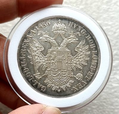 古币铜钱、各国金银铜币，彼得堡世界钱币勋章拍卖第22期 - 奥匈帝国奥地利1856年1泰勒双头鹰大银币，26克90银