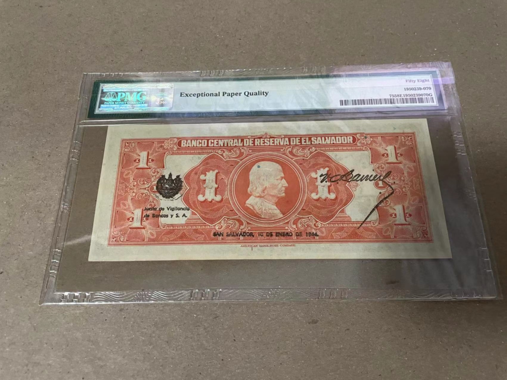 【Blue Auction】✨世界纸币精拍第235期【精】 萨尔瓦多 1934-43年1克朗 PMG58EPQ 丰收女神 实钞