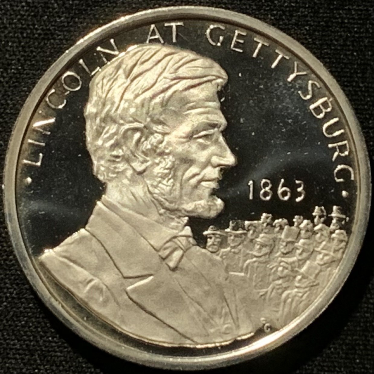 紫瑗钱币——第216期拍卖 美国 1986年 林肯在盖茨堡 银章 28.35克 0.925银 精制