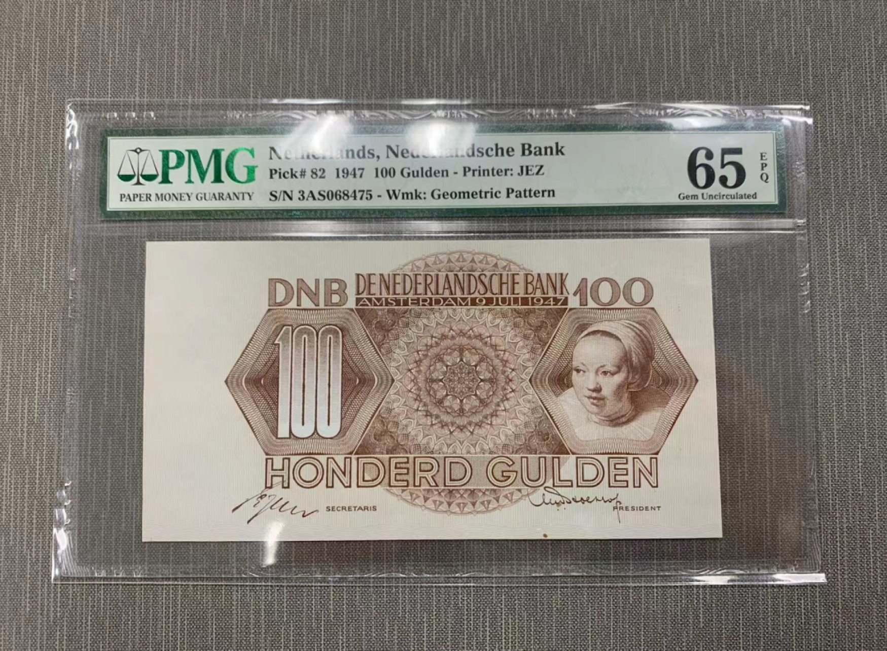 【Blue Auction】✨世界纸币精拍第235期【精】 荷兰 1947年100盾 小女孩 PMG65EPQ 