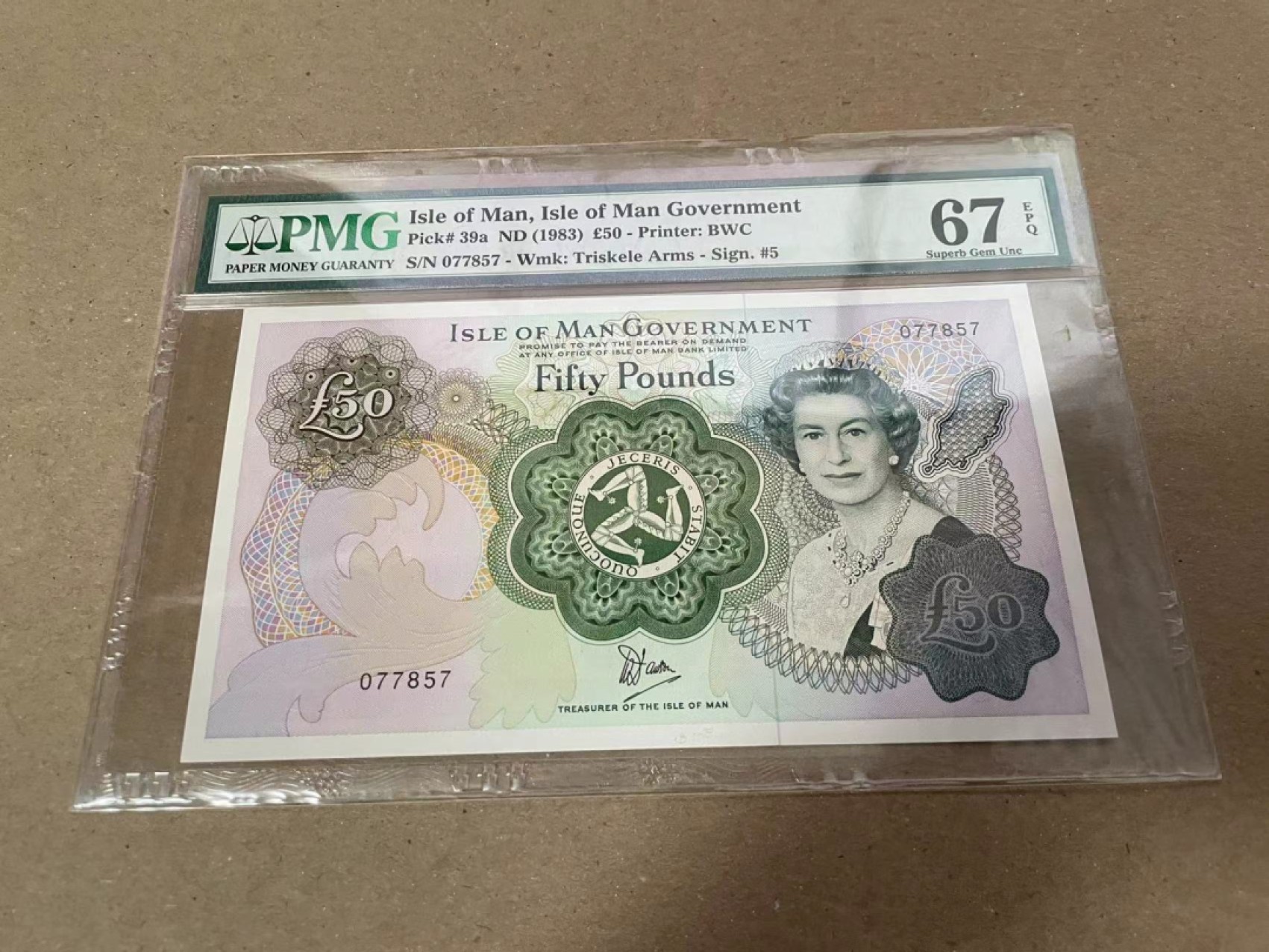 【Blue Auction】✨世界纸币精拍第235期【精】 马恩岛 1983年50镑 PMG67EPQ 女王 