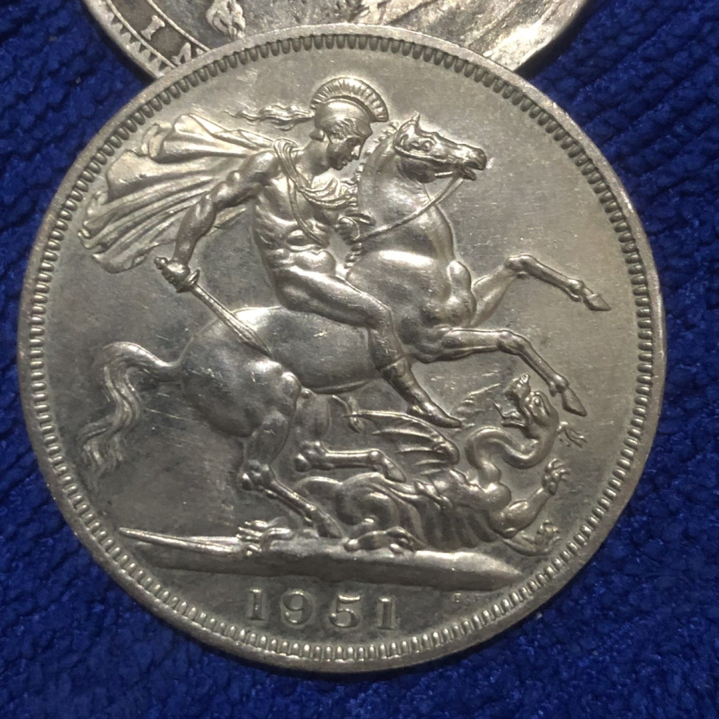 【保诚微拍】第36期  古今中外币章（部分评级）14号晚上七点半自动开拍！！！ 英国 乔治六世 1951年 马剑 1克朗 镍币（38mm，28.2克）最后的马剑！！好品相！！！