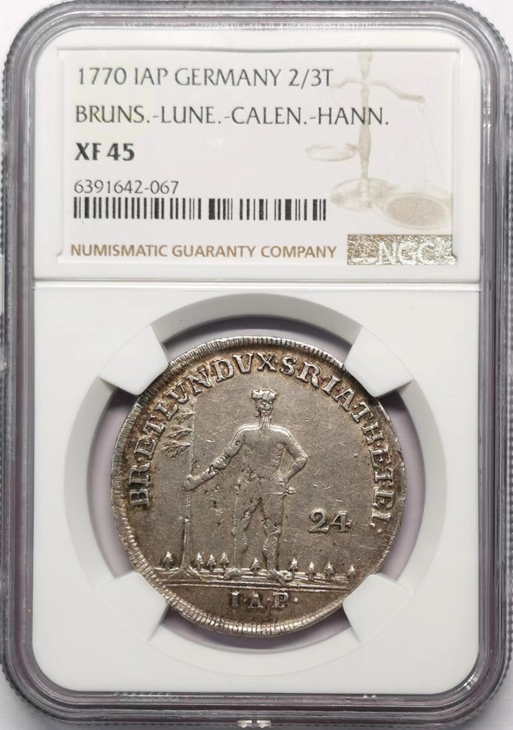 凡希社世界钱币微拍第二百十五期——德奥专场 1770布伦瑞克吕内堡野人2/3泰勒NGC-XF40英王乔治三世兼领！